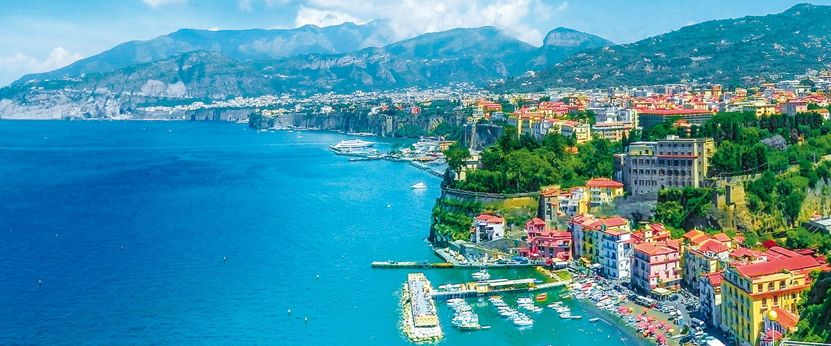 Aerial view of  Sorrento city and coast